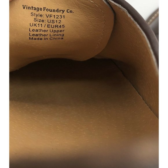 Vintage Foundry‎ Co Mens Cole Oxford Shoes Brown Apron Toe Lace Up Leather 12